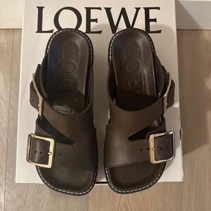 Loewe Women Loewe Ease Slide 90 Sandals Brown